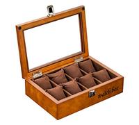 CEHJZQRPL Scatola porta orologi a 8 griglie con coperchio in vetro, organizer for gioielli, vassoi porta braccialetti con chiusura in metallo e 8 cuscini rimovibili.