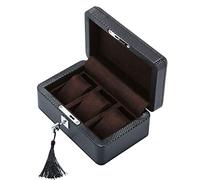 CEHJZQRPL Scatola porta orologi con 3 scomparti, organizer for gioielli di lusso, espositore in fibra di carbonio, vassoio for braccialetti, 3 cuscini di stoccaggio rimovibili, lucchetto in metallo