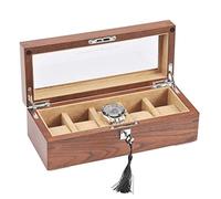 CEHJZQRPL Scatola porta orologi con 5 scomparti for orologi, organizer for gioielli, espositore in legno con coperchio in vetro, for uomo e donna
