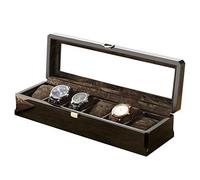 CEHJZQRPL Scatola porta orologi con 6 scomparti, coperchio in vetro, organizer for collezione di gioielli e vetrina(Black)
