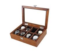 CEHJZQRPL Scatola porta orologi con 8 scomparti, organizer for gioielli di lusso in legno, custodia porta orologi con coperchio in vetro e morbidi cuscini.