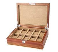 CEHJZQRPL Scatola porta orologi con coperchio in vetro, 10 scomparti, espositore for gioielli, organizer for braccialetti in legno