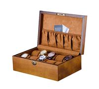 CEHJZQRPL Scatola porta orologi con cuscini morbidi, 10 scomparti, espositore for gioielli, organizer for braccialetti in legno