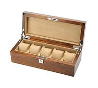CEHJZQRPL Scatola porta orologi da uomo, organizer for gioielli di lusso in legno, con 5 scomparti for riporre orologi, fibbia in metallo bloccabile e cuscini di rimozione marroni.