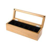 CEHJZQRPL Scatola porta orologi da uomo, organizer for orologi da esposizione in legno di lusso, for 6 orologi, con coperchio in vetro e morbidi cuscini.(Wood Color)