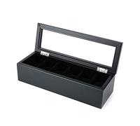 CEHJZQRPL Scatola porta orologi da uomo, organizer for orologi da esposizione in legno di lusso, for 6 orologi, con coperchio in vetro e morbidi cuscini.(Black)