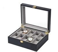 CEHJZQRPL Scatola porta orologi da uomo - Scatola porta orologi in legno con 10 scomparti, organizer for gioielli da donna, con piano in vetro e 10 cuscini