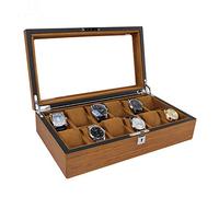 CEHJZQRPL Scatola porta orologi, espositore for gioielli, 12 scomparti, custodia porta orologi in legno con piano in vetro e cuscino portaoggetti rimovibile