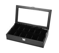 CEHJZQRPL Scatola porta orologi, espositore for gioielli, organizer con 12 cuscinetti for orologi rimovibili e fibbia in metallo con serratura.(Black)