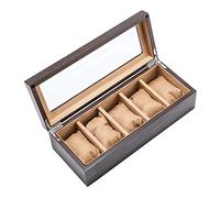 CEHJZQRPL Scatola porta orologi, espositore for gioielli, organizer for bracciali, vassoio in legno a 5 griglie con fodera in velluto, chiusura in metallo(Beige)