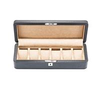 CEHJZQRPL Scatola porta orologi in fibra di carbonio con 3 scomparti, espositore for gioielli, con 3 cuscini di stoccaggio rimovibili e lucchetto in metallo.(Beige)
