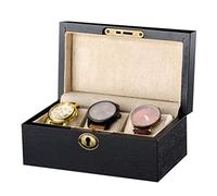 CEHJZQRPL Scatola porta orologi in legno a 3 scomparti con coperchio in vetro, espositore for gioielli in legno, contenitore for orologi da polso, vassoio porta-bracciali, organizer