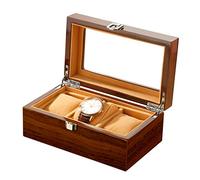 CEHJZQRPL Scatola porta orologi in legno a 3 scomparti, custodia for orologi con coperchio in vetro, porta orologi con cuscinetti rimovibili, espositore for gioielli di lusso con chiusura in metallo(B