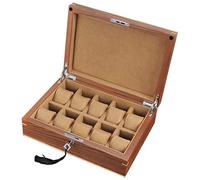 CEHJZQRPL Scatola porta orologi in legno con 10 scomparti, custodia da viaggio for orologi da uomo e da donna, espositore for gioielli, organizer con piano in vetro e 10 cuscini