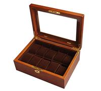 CEHJZQRPL Scatola porta orologi in legno con 10 scomparti, custodia for orologi, espositore for gioielli di lusso, organizer con 10 cuscini e piano in vetro.