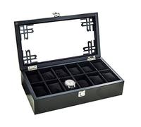 CEHJZQRPL Scatola porta orologi in legno con 12 griglie, organizer for bracciali, chiusura in metallo, 12 cuscinetti rimovibili con coperchio in vetro.