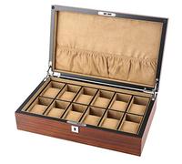 CEHJZQRPL Scatola porta orologi in legno con 12 scomparti, custodia portaoggetti for gioielli, con cuscini for orologi rimovibili, fodera in velluto, chiusura in metallo