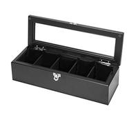 CEHJZQRPL Scatola porta orologi in legno con 6 scomparti | Custodia porta orologi con coperchio in vetro | Porta orologi con cuscinetti rimovibili e fibbia in metallo con lucchetto da uomo(Black)