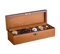 CEHJZQRPL Scatola porta orologi in legno con 6 scomparti for orologi con cuscini morbidi, da polso, for orologi da polso, gioielli, bracciali, collezioni, custodia da viaggio