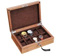 CEHJZQRPL Scatola porta orologi in legno for uomo e donna, 10 scomparti, espositore for gioielli e braccialetti, con coperchio in vetro e lucchetto in metallo bloccabile