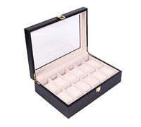 CEHJZQRPL Scatola porta orologi, organizer for gioielli, scatola porta orologi in legno con 12 griglie e coperchio in vetro con serratura