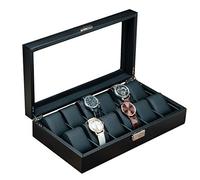 CEHJZQRPL Scatola portaoggetti for orologi con 12 scomparti, custodia for gioielli in fibra di carbonio con morbidi cuscini, bloccabile al polso