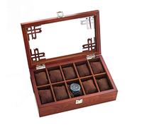 CEHJZQRPL Scatola portaoggetti for orologi e gioielli con 10 griglie, organizer for braccialetti, con porta cuscini rimovibili e coperchio in vetro.