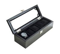 CEHJZQRPL Scatola portaoggetti for orologi, espositore for gioielli, organizer in legno con 5 griglie, organizer for orologi e braccialetti, con cuscini