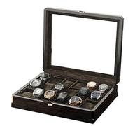 CEHJZQRPL Scatola portaoggetti in legno con 24 griglie for orologi e coperchio in vetro/serratura, espositore for orologi da polso e gioielli(Black)
