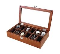 CEHJZQRPL Scatole for orologi, organizer for gioielli di lusso, espositore for orologi in legno con cuscino rimovibile for 12 orologi e coperchio in vetro(Brown)