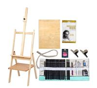 CEHJZQRPL Set di cavalletti in legno, scaffale portaoggetti for articoli artistici, sgabello pieghevole portatile for schizzi e cassetti(Easel set)