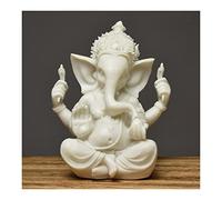 CEHJZQRPL Statua del Signore Ganesha bianco Buddha Elefante Dio Scultura Statue di Buddha indiano Ganesh Artigianato in resina arenaria Decorazione for la casa(B)