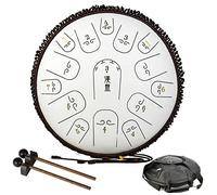CEHJZQRPL Tamburo con lingua in acciaio, 14 pollici 15 note Tamburo Handpan Strumento a percussione Tamburo di loto Chiave C con bacchette for batteria Borsa for il trasporto, Tamburo serbatoio Chakra