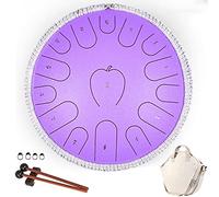 CEHJZQRPL Tamburo con lingua in acciaio 15 note 14 pollici Strumento a percussione Tasto D Kit batteria handpan con borsa for il trasporto Mazze for libri for principianti/bambini/adulti Meditazione I