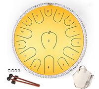 CEHJZQRPL Tamburo con lingua in acciaio 15 note 14 pollici Strumento a percussione Tasto D Kit batteria handpan con borsa for il trasporto Mazze for libri for principianti/bambini/adulti Meditazione I