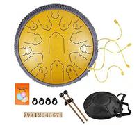 CEHJZQRPL Tamburo con lingua in acciaio, 15 toni, 14 pollici, re maggiore, tamburo handpan, con battenti, borsa for il trasporto, strumento a percussione, for yoga, meditazione Zen, guarigione mentale