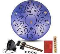 CEHJZQRPL Tamburo con Lingua in Acciaio 6 Pollici 11 Note Tamburo Handpan Tamburo a Mano Strumento a Percussione Chiave C, Tamburo for Educazione Musicale for Adulti/Bambini con Borsa, Mazze, Libro di