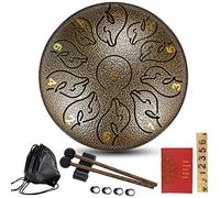 CEHJZQRPL Tamburo con Lingua in Acciaio 6 Pollici 11 Note Tamburo Handpan Tamburo a Mano Strumento a Percussione Chiave C, Tamburo for Educazione Musicale for Adulti/Bambini con Borsa, Mazze, Libro di