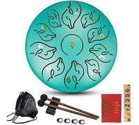 CEHJZQRPL Tamburo con Lingua in Acciaio 6 Pollici 11 Note Tamburo Handpan Tamburo a Mano Strumento a Percussione Chiave C, Tamburo for Educazione Musicale for Adulti/Bambini con Borsa, Mazze, Libro di