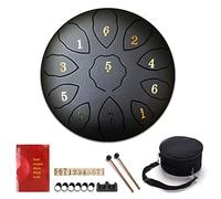 CEHJZQRPL Tamburo con lingua in acciaio 8 pollici 11 note Tamburo a mano for meditazione Chiave F Kit di strumenti a percussione con borsa for il trasporto Bacchette for batteria Libro musicale Manico