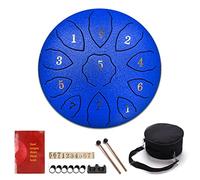 CEHJZQRPL Tamburo con lingua in acciaio 8 pollici 11 note Tamburo a mano for meditazione Chiave F Kit di strumenti a percussione con borsa for il trasporto Bacchette for batteria Libro musicale Manico