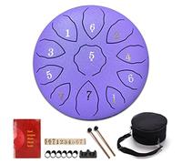 CEHJZQRPL Tamburo con lingua in acciaio 8 pollici 11 note Tamburo a mano for meditazione Chiave F Kit di strumenti a percussione con borsa for il trasporto Bacchette for batteria Libro musicale Manico