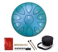 CEHJZQRPL Tamburo con lingua in acciaio 8 pollici 11 note Tamburo a mano for meditazione Chiave F Kit di strumenti a percussione con borsa for il trasporto Bacchette for batteria Libro musicale Manico