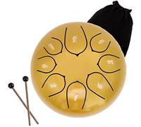 CEHJZQRPL Tamburo con lingua in acciaio da 6 pollici, tamburo handpan con 8 note di Do maggiore, mini kit di strumenti a percussione con borsa, libro di spartiti, mazze e plettri for bambini Adulti Yo