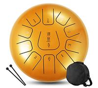 CEHJZQRPL Tamburo for lingua 12 pollici 11 toni Chiave C Strumenti a percussione in acciaio Tamburo etereo Tamburo handpan con bacchette for batteria Borsa da trasporto Regalo for principianti Adulti