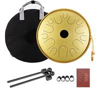 CEHJZQRPL Tamburo for Lingua 14 pollici 14 note Tamburo a forma di piatto in acciaio ramato con mazzette decorative in corda Borsa for il trasporto Strumento musicale a percussione professionale for l