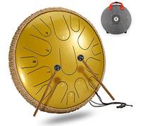 CEHJZQRPL Tamburo for lingua da 15 toni da 14 pollici Re maggiore Handpan Tamburo for lingua in acciaio Meditazione Yoga Zen con mazze Borsa da trasporto Strumento a percussione for principianti Amant