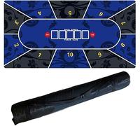 CEHJZQRPL Tappetino da poker Texas Hold'em, piano del tavolo da poker portatile con borsa for il trasporto, piano del tavolo da poker pieghevole for giocare a poker ovunque(Blu,1.8 x 0.9 M)