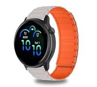 CeiBand 20mm Cinturino Magnetico per Garmin Vivoactive 6/5/Venu Sq 2/Approach S50, Sportivo Cinturini Silicone per Garmin Forerunner 165/245/570 42mm/645 - Bianco Arancione