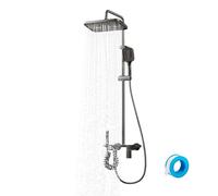 CEIEVER Set doccia miscelatore grigio, sistema doccia per bagno con soffione a pioggia e soffione a 3 modalità, kit saliscendi regolabile, valvola in alluminio spaziale e ottone, finitura rubinetto